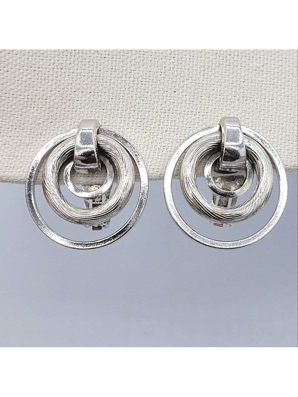 Coro Earrings Silvertone Clip On #1859